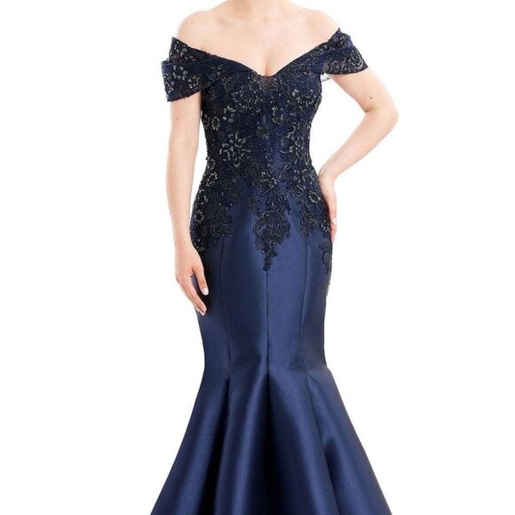NWT Daymor 1667 Beaded Evening Dress Navy Size 12